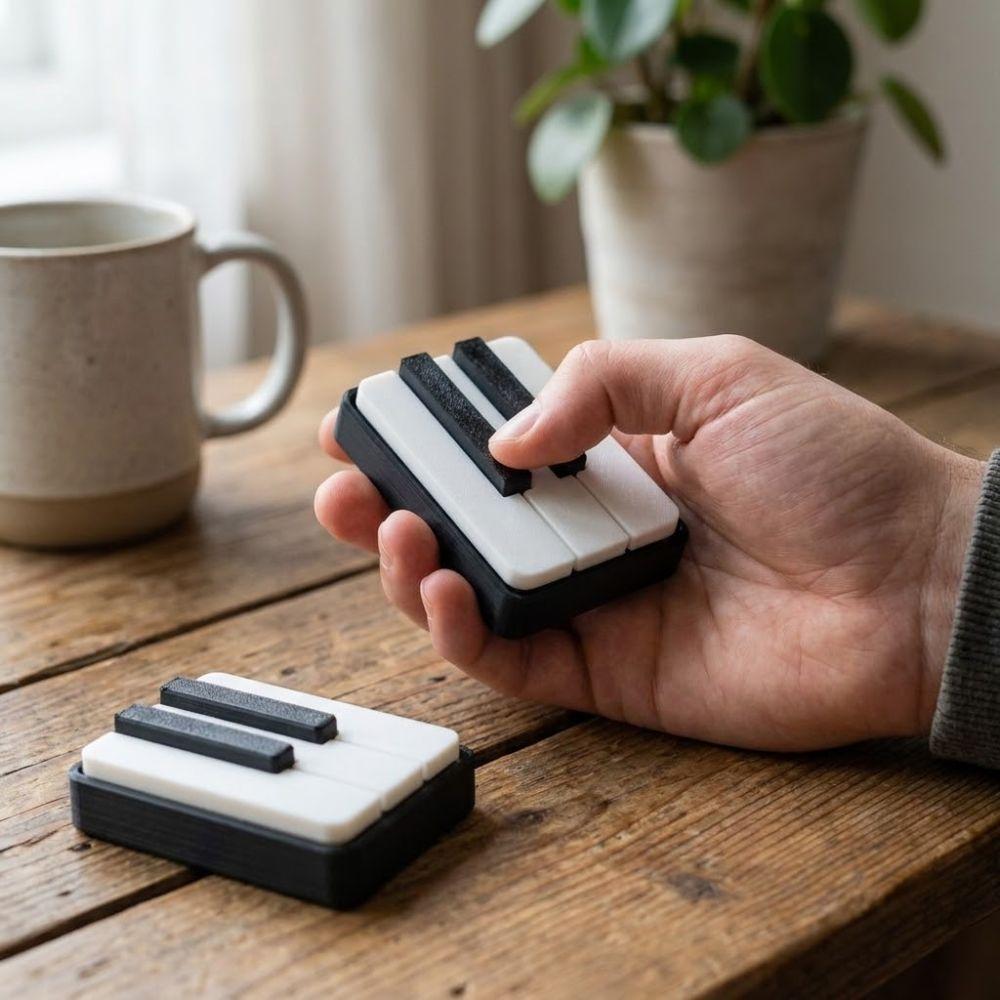 Novelty Piano Stress Clicker Keychain 5-key Press Piano Key Fidget Figurine  Backpack