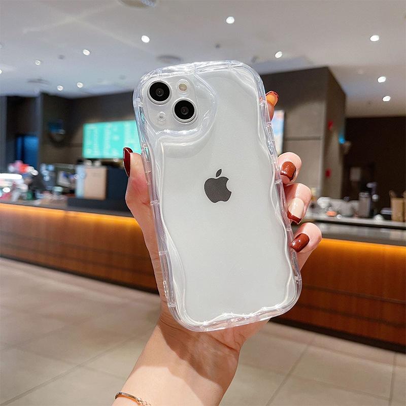 Прозрачный однотонный силиконовый чехол для мобильного телефона для iPhone16Promax Мелкое отверстие Кремовый стиль Apple 17 Противоударный 14 Мягкий