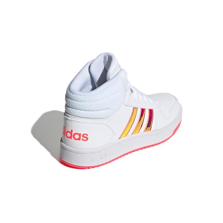 adidas Кроссовки Hoops 2.0 Mid Сигнальный Белый Розовый Детские FW7610