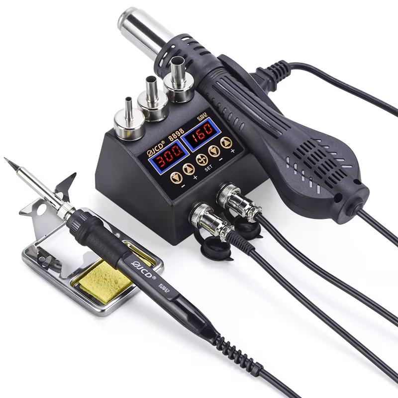 JCD 8586D Soldering Station 2 IN 1 Hot Air Gun Electric Soldering Iron LCD Dual Digital Display 750W SMD Welding Rework Station