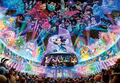 Tenyo [Сделано в Японии] 500 деталей Серия «Витражное искусство Gyutto» Пазл Disney Водный Сон Концерт (25x36см) DSG-500-437 с Сервисной картой