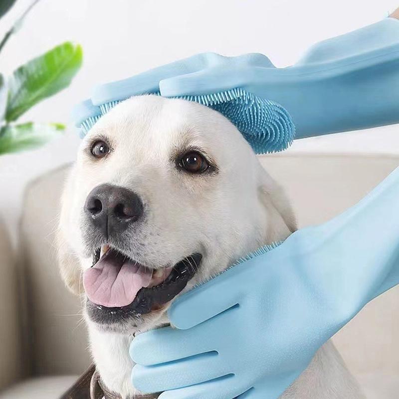 Pet Grooming Cleaning Gloves Dog Cat Bathing Glove Anti-scratch Anti-bite Pet Bath Gloves Soft Silicone Hand Protection Tool