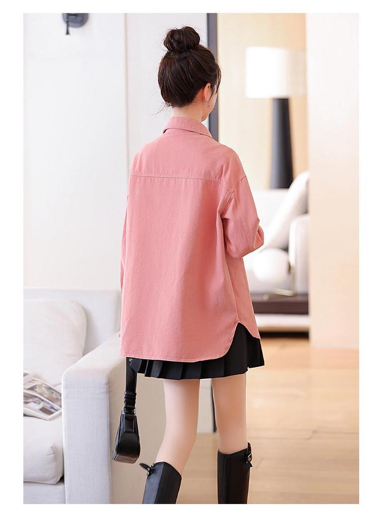 2024 Spring & Fall Women's Embroidered Denim Shirt - Brushed, Washed Cotton, Loose Casual Mid-Length Jacket