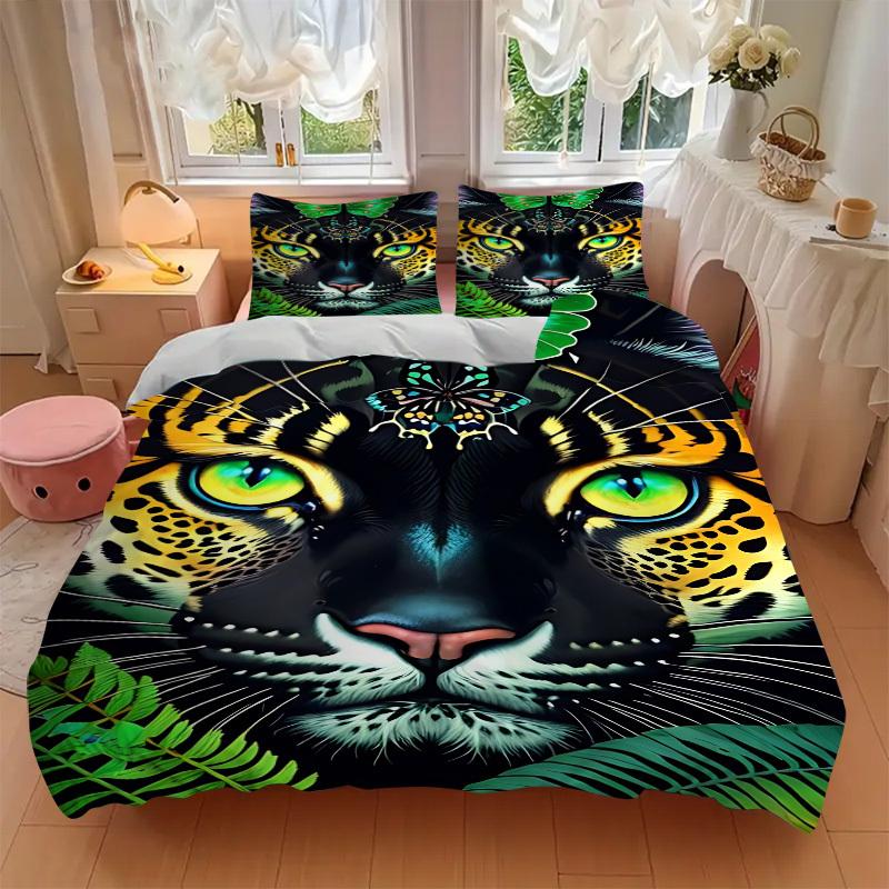 3pcs Tiger Print Duvet Cover Set -Includes 1 Duvet Cover and 2 Pillowcases, No Quilt Core, All-Season Home Decor yy251111168
