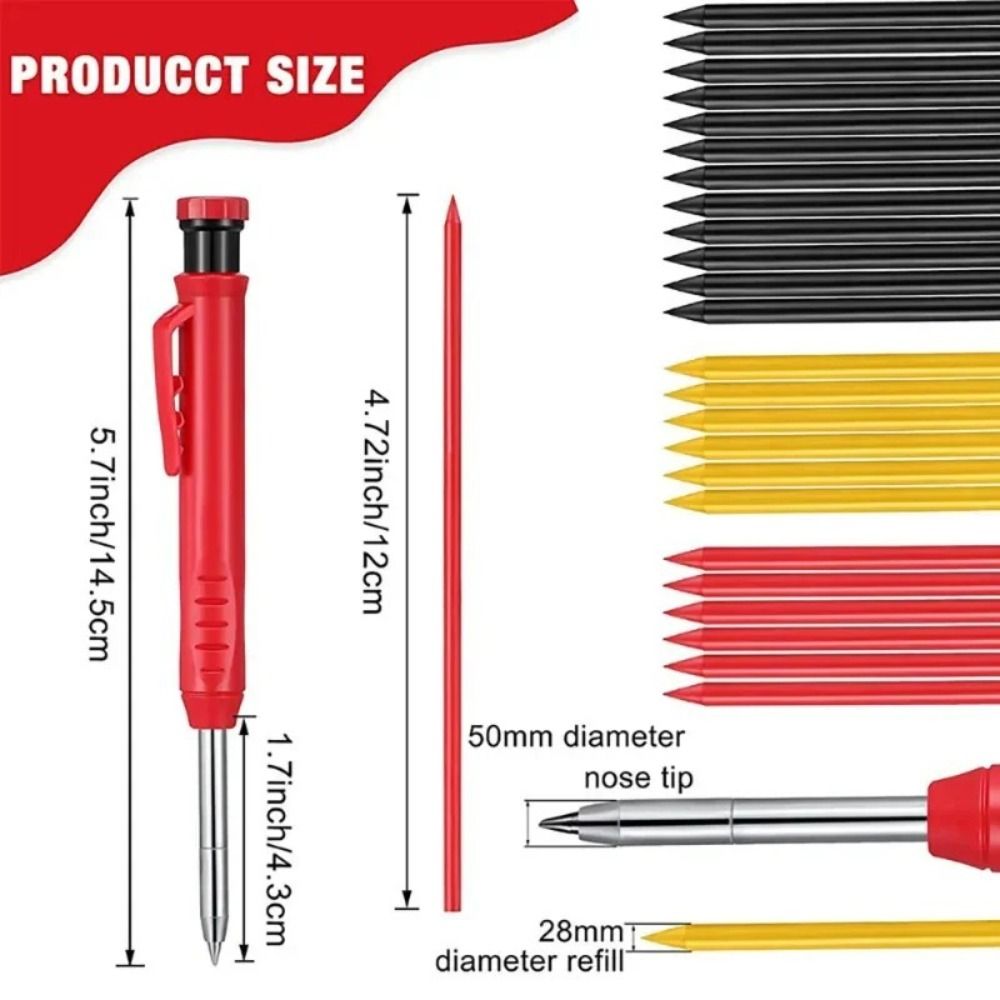 Built-in Sharpener Mechanical Pencil Solid Carpenter Pencil Woodworking Construction