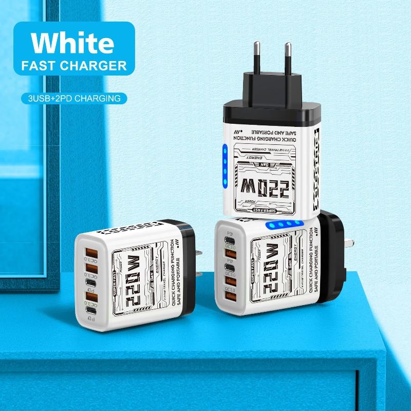 220 В 5 портов Быстрое зарядное устройство Type C Quick Charge USB Сетевой адаптер для зарядки мобильных телефонов Xiaomi Redmi iPhone Samsung