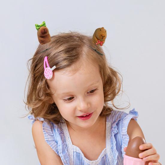 5 шт. детские заколки для волос в форме капибары, пружинный дизайн, пластиковые заколки для волос, набор, простые в использовании, животные