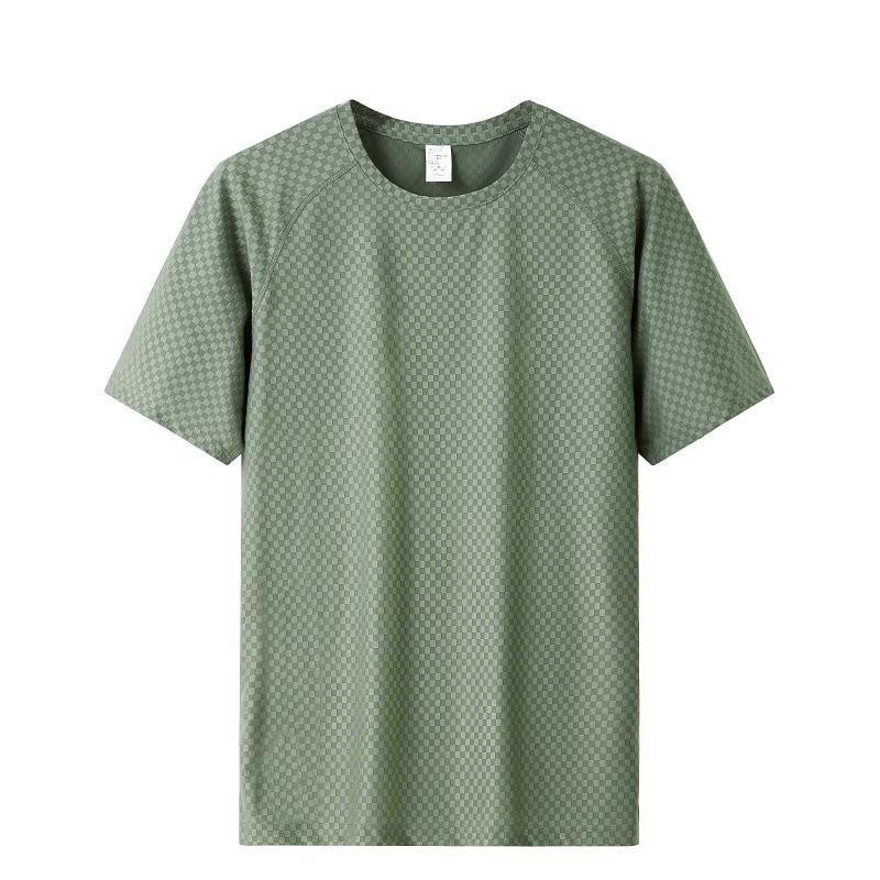 Спортивная мужская футболка с круглым вырезом Ice Silk с коротким рукавом, мужская повседневная футболка с коротким рукавом, удобная