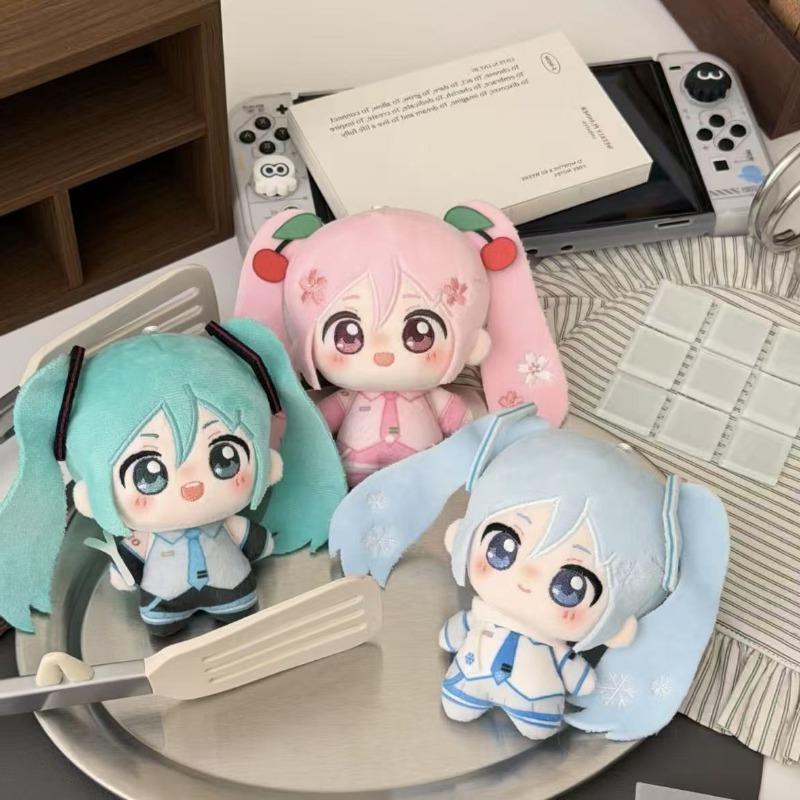 New Cute Hatsune Miku 10cm Cotton Doll Keychain Anime Character Plush Toy Soft Stuffed Pendant Lovely Collectible Gift for Anime Fan Bag Hanging Decor