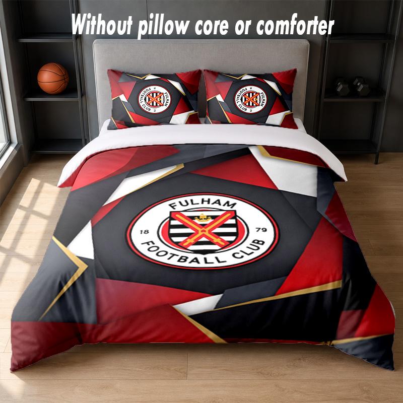 Fulham Football Design Bed Bedding Set 1 Duvet Cover + 2 Pillowcases Soft Breathable Household Bed Linens