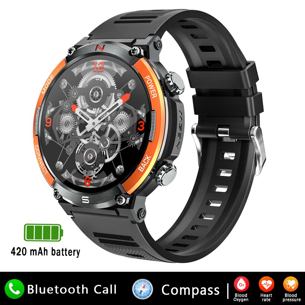 1,52-дюймовый Bluetooth-звонок Смарт-часы для мужчин Фитнес-трекер 420 мАч Аккумулятор IP68 Водонепроницаемый Спорт на открытом воздухе Смарт-часы для Android Ios