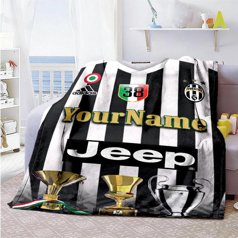 Juventus Customize Text Blanket Multi-purpose Customizable Blanket Soft Warm Cozy Great for Living Room Couch Bed Chair Four Seasons Universal