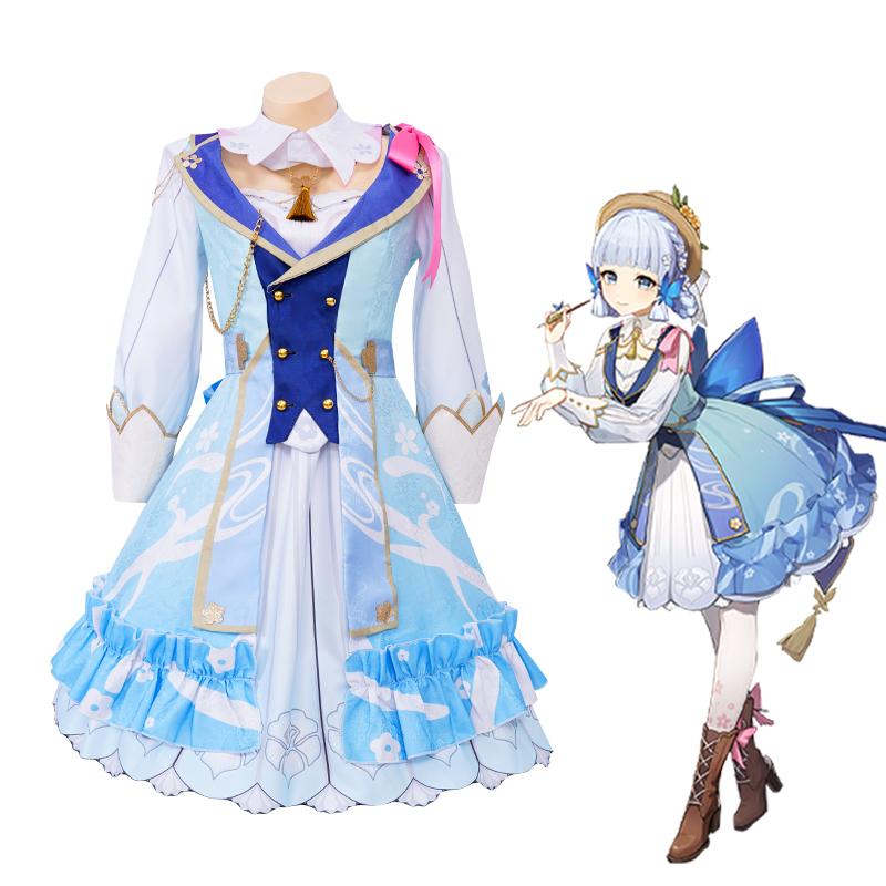 Game  Kamisato Ayaka Cosplay Costume Big Size Ayaka New Outfit Springbloom Missive Dress Hat Wig Halloween Costume
