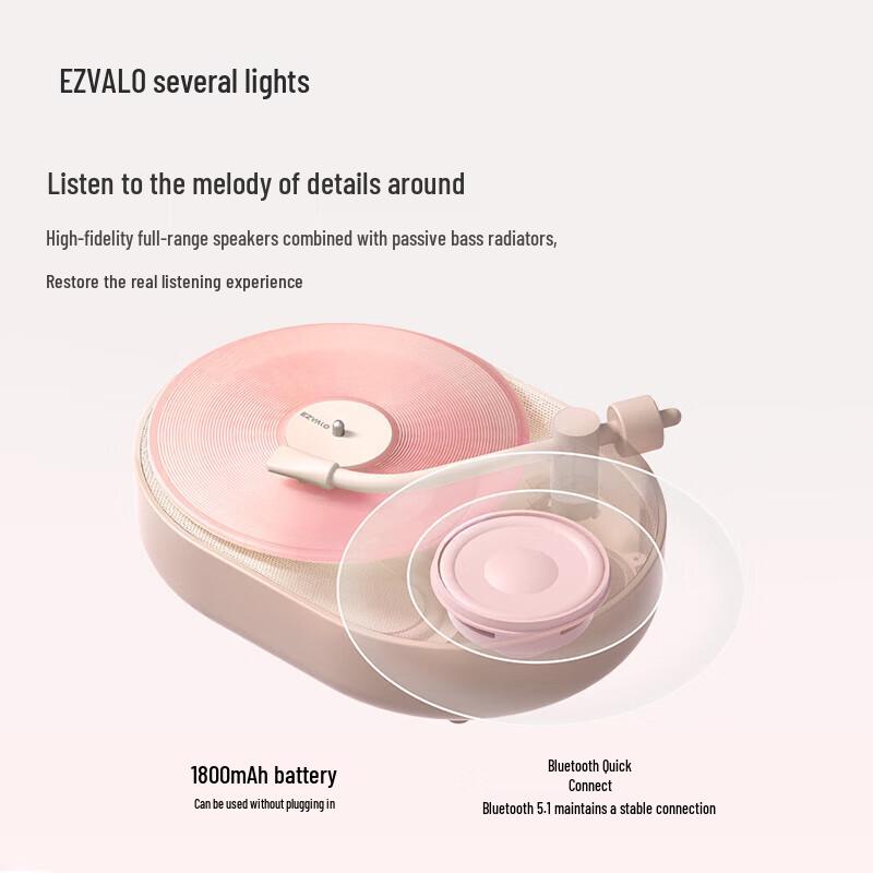 EZVALO BA1 Retro Vinyl Aroma Bluetooth Speaker with Ambient Night Light