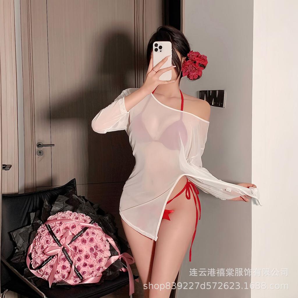 Xitang sexy underwear pajamas wet seduction bikini perspective qqny three-point passion free bed set