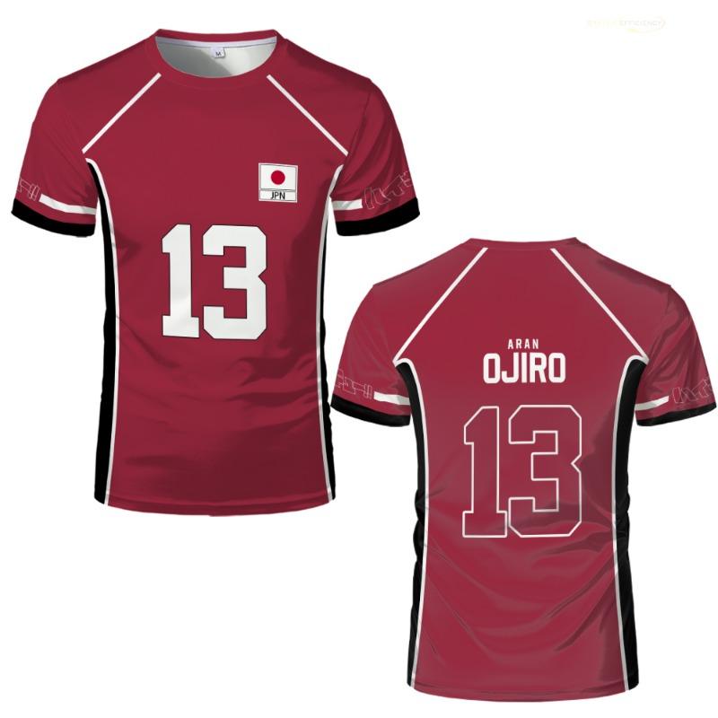 Футболка Haikyuu Fukurodani Red Cartoon Uniform, аниме-костюм для косплея, мужская футболка, волейбольная майка для мальчиков старшей школы Karasuno, топы