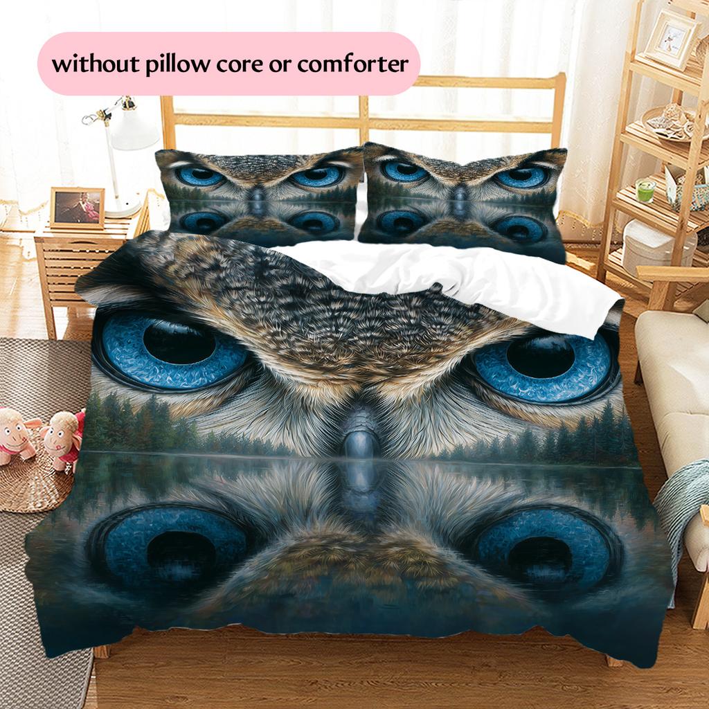 Сова и ее отражение  Узорный Комплект Постельного Белья Одеяло Покрывало Наволочка Домашний Декор  Подарок (1 пододеяльник + 2 наволочки, без наполнителя)