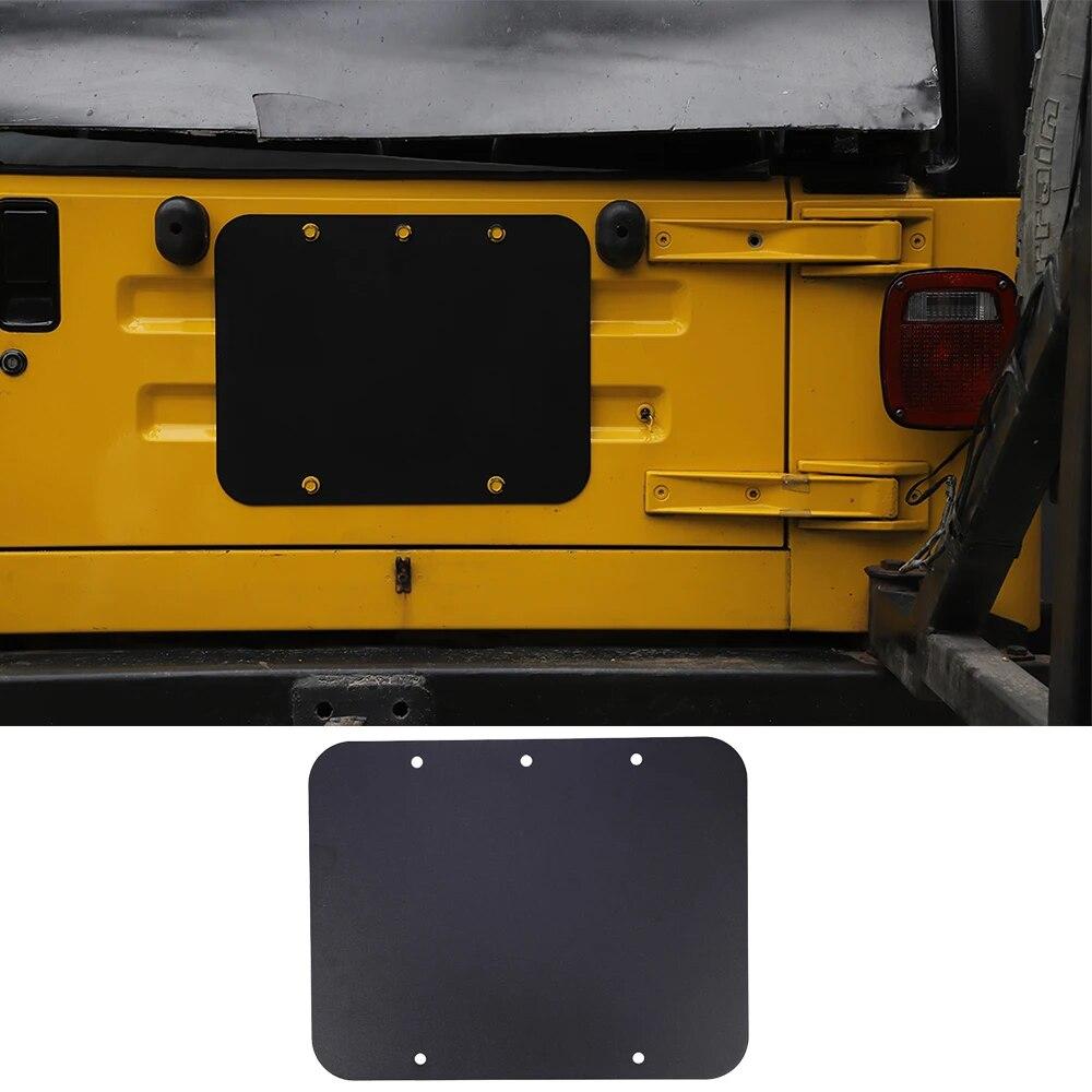 Car Spare Tire Carrier Delete Filler Plate Cover Tailgate Tramp Stamp for Jeep Wrangler TJ 1997-2006 Exterior Accessories Black