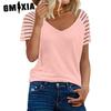 Women's Fashion Casual Summer Spring Mesh Shirt Solid Color Print Short Sleeve U-Neck Loose Blouses & Shirts