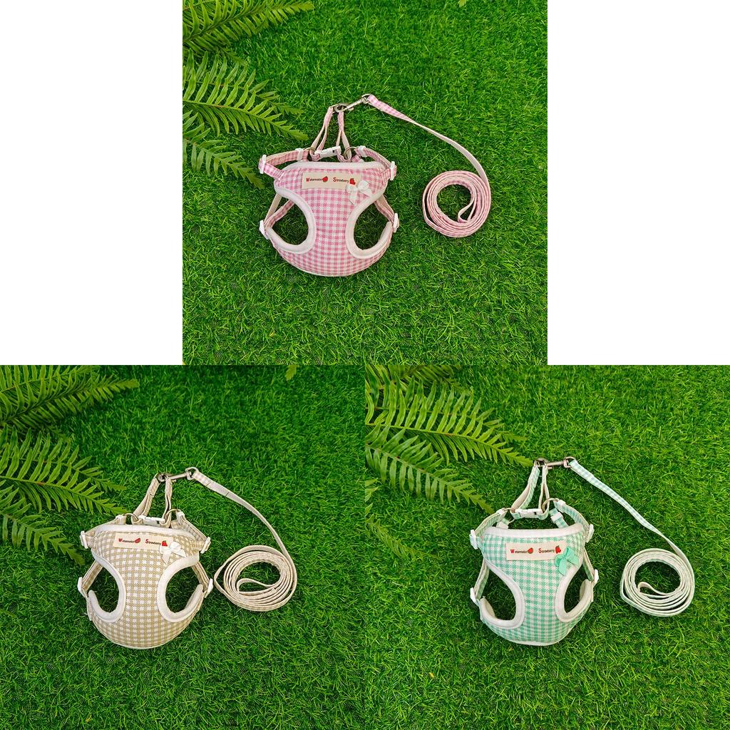 Pet Puppy Lead With Grid Print And Bow Decor For Pet Walking And Training