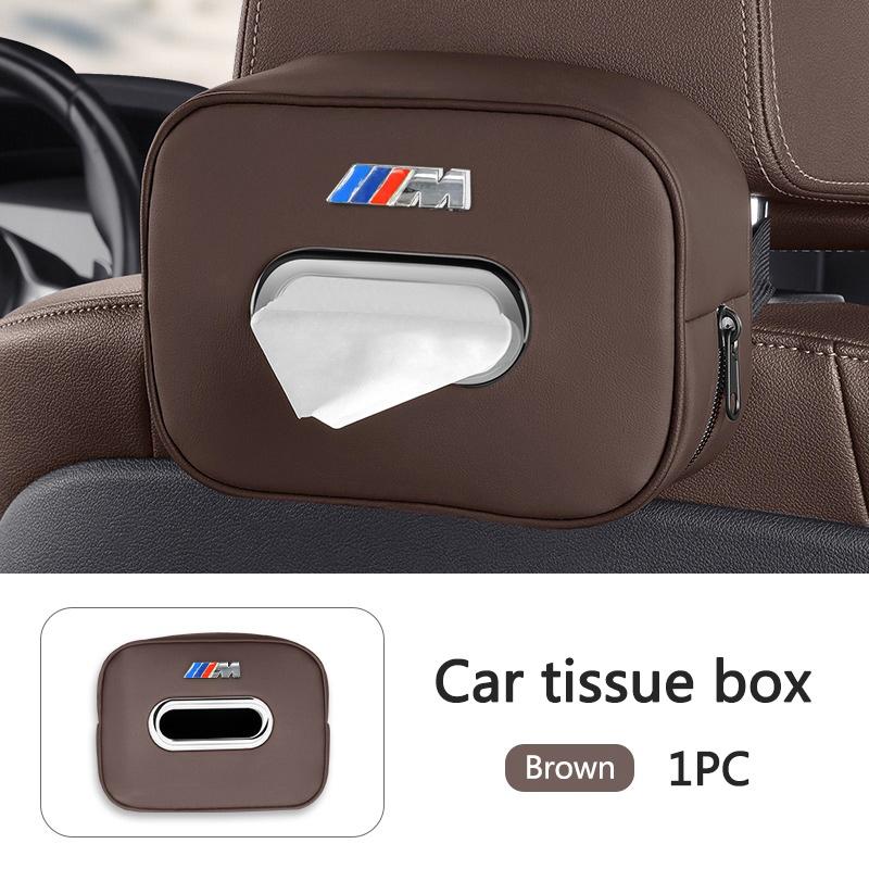 BBKG7 For BMW M Emblem E46 E36 E34 F10 E90 F30 E60 F30 E53 E30 E92 E87 Metal Logo Car Tissue Box Auto Seat Back Hanging Tissue Box