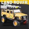 1:28 Верблюжья Чашка Land Rover Defender Модель Автомобиля Игрушки Сплав Литье под Давлением UNIMOG Дом на Колесах Внедорожники Звук Свет Двери Открываются Подарки для Детей