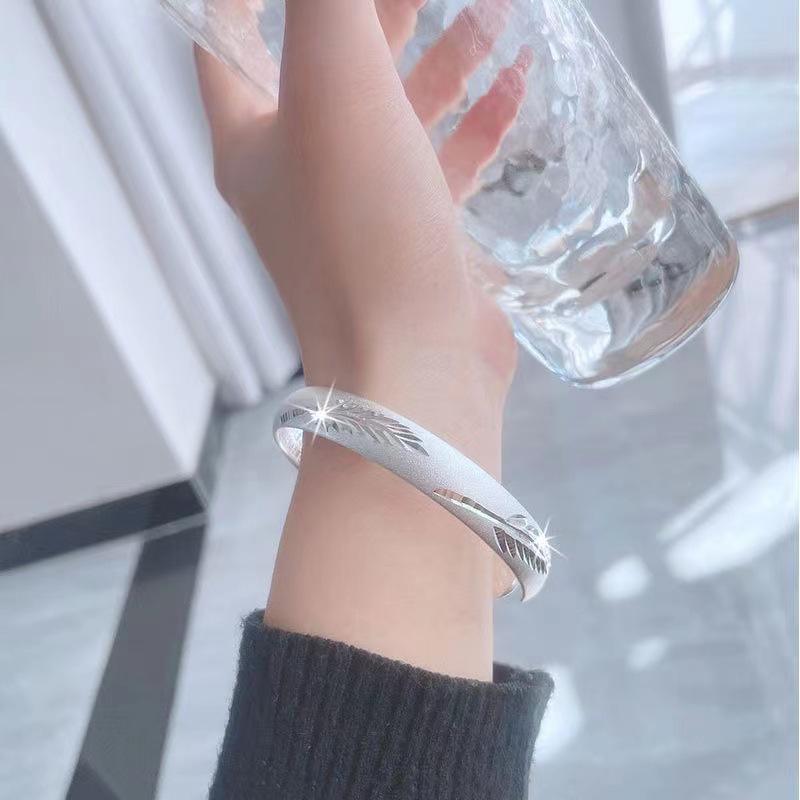 Посеребренный браслет с дизайном из листьев, цветов и Сутры Сердца - Этнический стиль, подарок для мамы