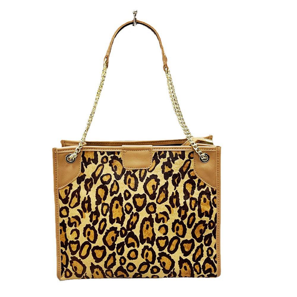 Women'S Bag Xiaoxiangfeng Leather Leopard Print Horse Fur Integrated Shoulder Messenger Bag Tote Bag