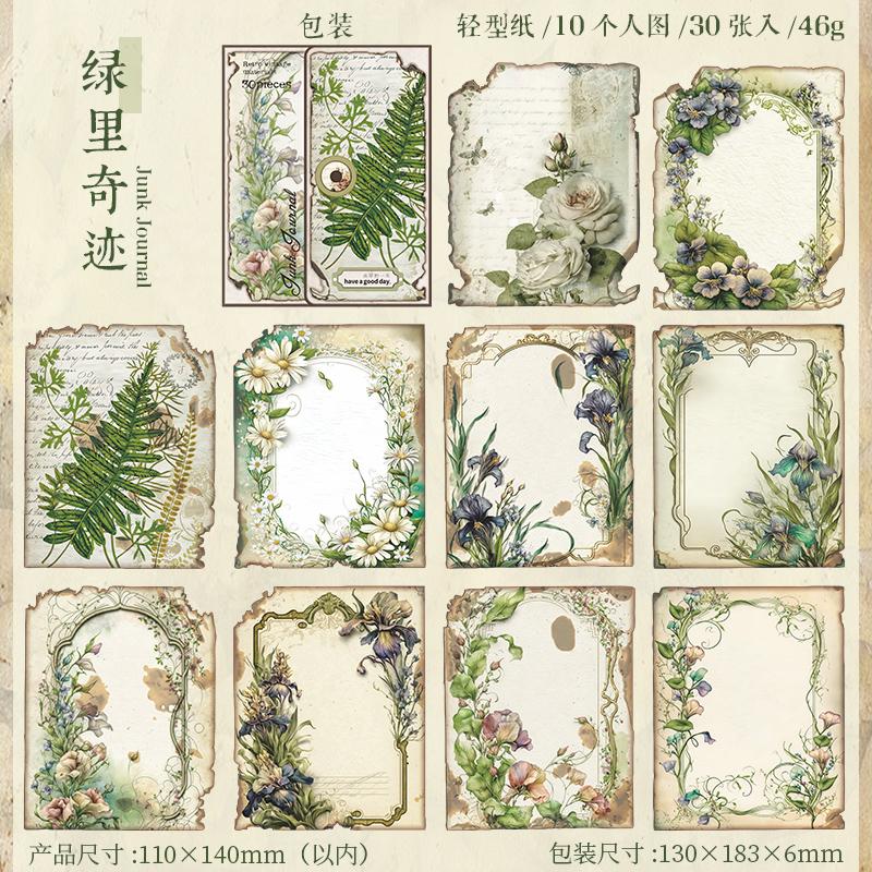 JIAMEI 30pcs/pack Vintage Flower Materials Paper for Junk Journal DIY Scrapbooking Collage Stationery Decor Diary Craft Paper