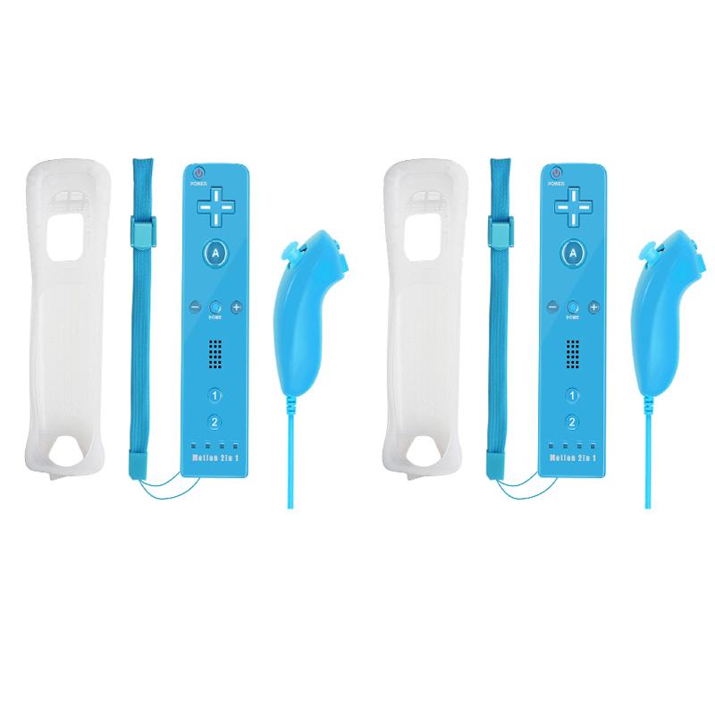 Набор из 2 контроллеров для Nintendo Wii 2-в-1 Опциональный Motion Plus Джойстик Беспроводной Пульт Геймпад с Силиконовым Чехлом Видеоигра