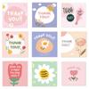 100PCS 6cm*6cm Gratitude Labels Cartoon Flower Greeting Postcards Gift Thank You Cards Universal