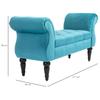 Vintage Style Bed End Bench, Wooden Structure and Padded Chesterfield Style Seat, Light Blue 117 x 40 x 58cm