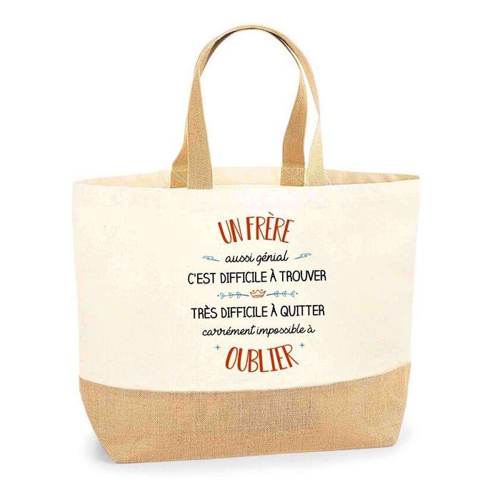 Tote bag en jute - PLANETEE - Un Frère aussi génial - Personnalisé - Éco-responsable - Poignées solides