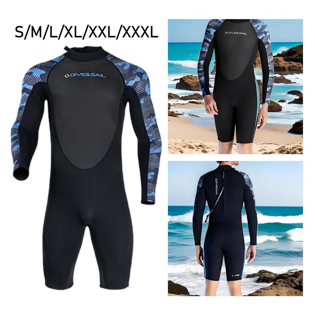 Mens 2mm Shorty Wetsuit Sun Protection Wet Suit for Canoeing Dive Skin