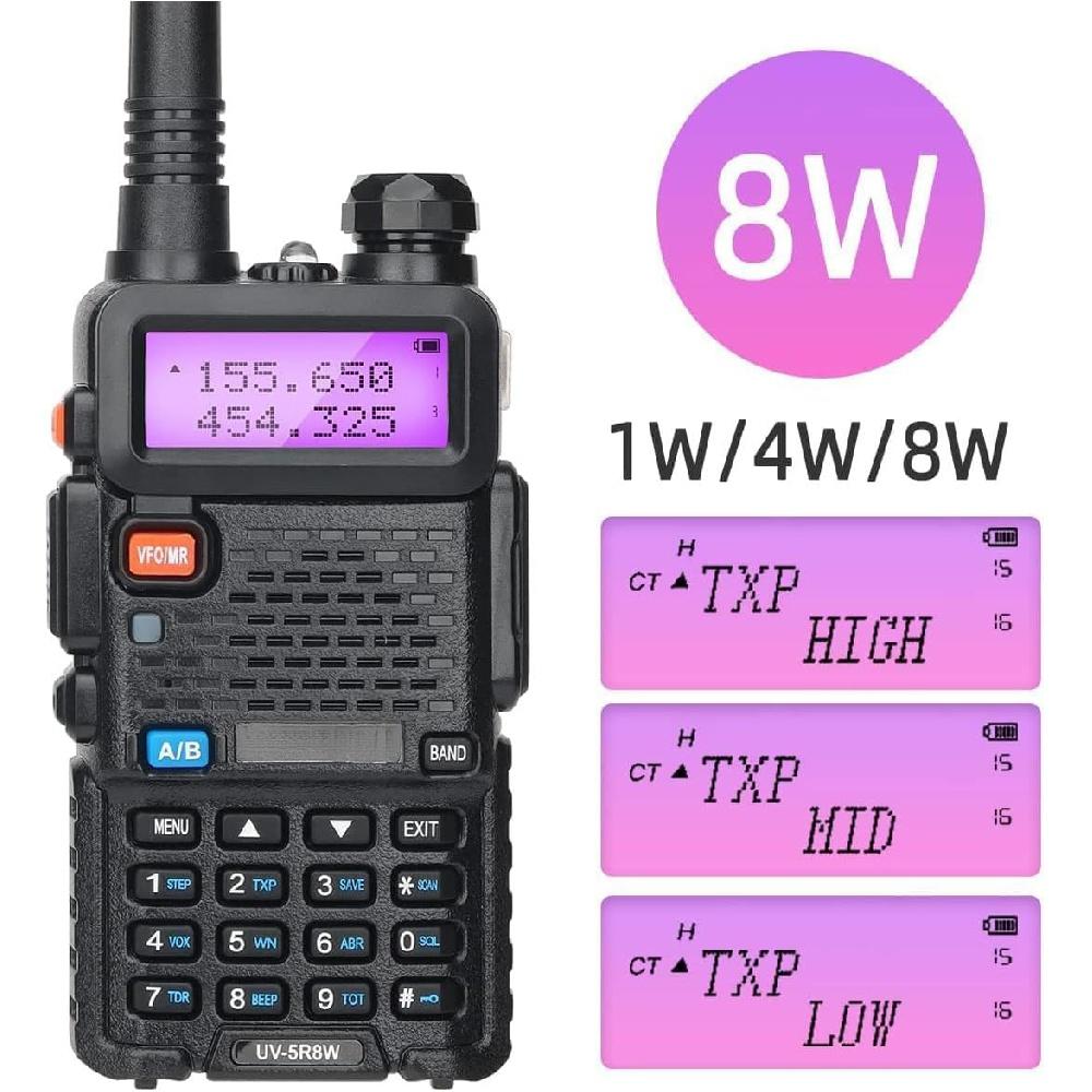 UV-5R 8 Вт любительская радиостанция дальнего действия UV5R двухдиапазонная портативная двухсторонняя радиостанция с литий-ионным аккумулятором 1800 мАч и наушником для охотничьего снаряжения для выживания