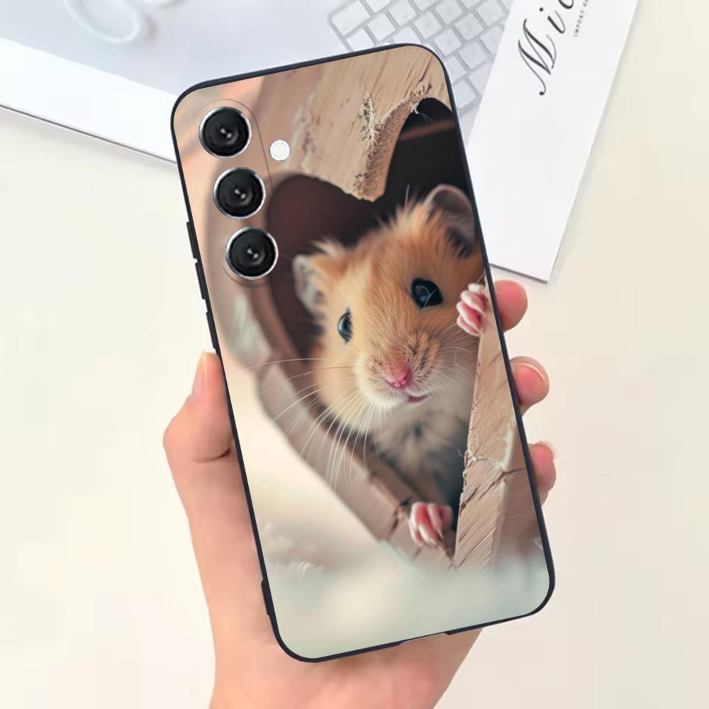 Милый Чехол для Телефона с Мышью, Крысой, Хомяком для Samsung Galaxy A13, A21s, A22, A31, A32, A52, A53, A71, A80, Мягкий Черный Корпус
