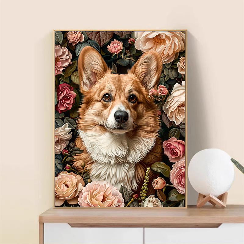 5d DIY Алмазная картина вышивка крестом милые животные питомец корги цветы алмазная вышивка мозаика полный круглый дрель домашний декор