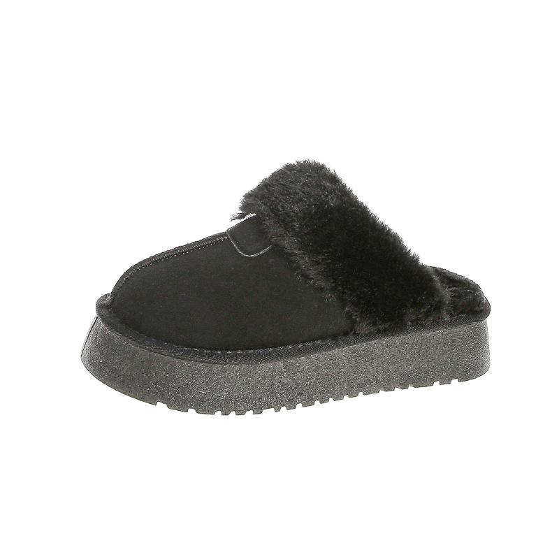 2024 Autumn and Winter New European and American Fashion Wooly Thick Sole Half Drag Women's Shoes Wear Slippers Outside The Home