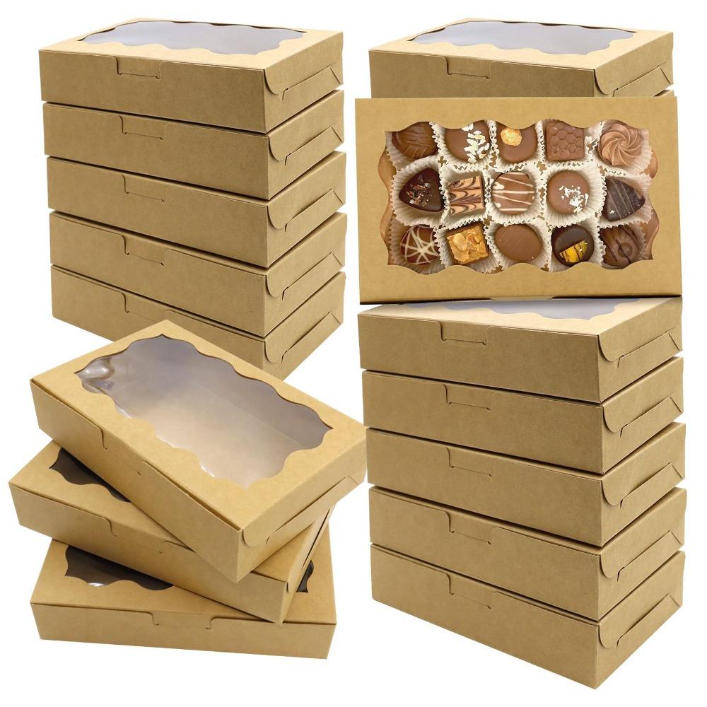 20pcs Large Treat Boxes with Window Kraft Paper Gift Wrap Boxes with Clear Window Gift Box for Weddings Birthdays Parties Ramadan Easter
