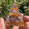 Crystal Stone Pyramid Figurine Drop Glue Evil Eye Pyramid Evil Eye Ornament  Home Office