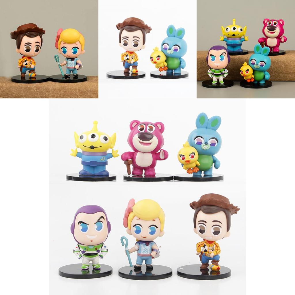 Charming Pink Bear Rabbit Alien Cartoon Figurines Pvc Anime Characters 8cm Set