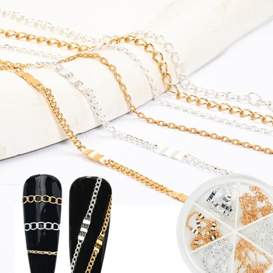 1 коробка металлическая цепочка для украшения ногтей DIY маникюрные аксессуары изысканная красочная цепочка для дизайна ногтей ювелирные изделия для чехла для телефона ожерелье браслет