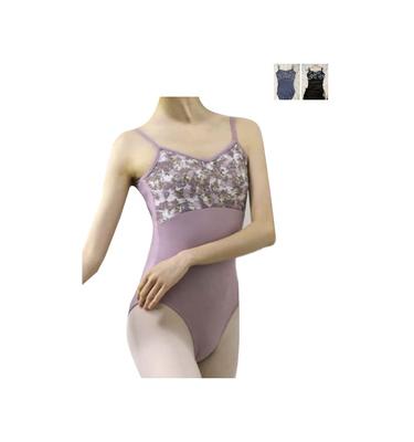 Топ-трико для танцев ProDance Variation Velvet, Милый и стильный балетный купальник PK006MA (L, Черный Цветочный)