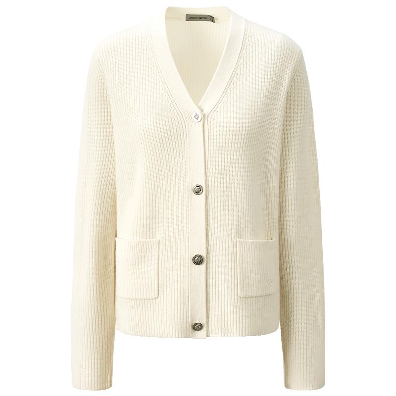 GIOVANNI VALENTINO Women's Autumn/Winter 100% Wool V-Neck Knit Cardigan