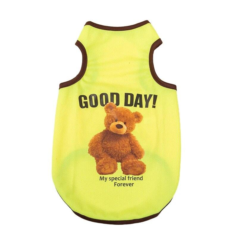 Жилет для домашних животных, одежда для маленьких собак, весна-лето, футболка без рукавов с принтом медведя для щенков и кошек, плюшевые костюмы чихуахуа, товары для домашних животных