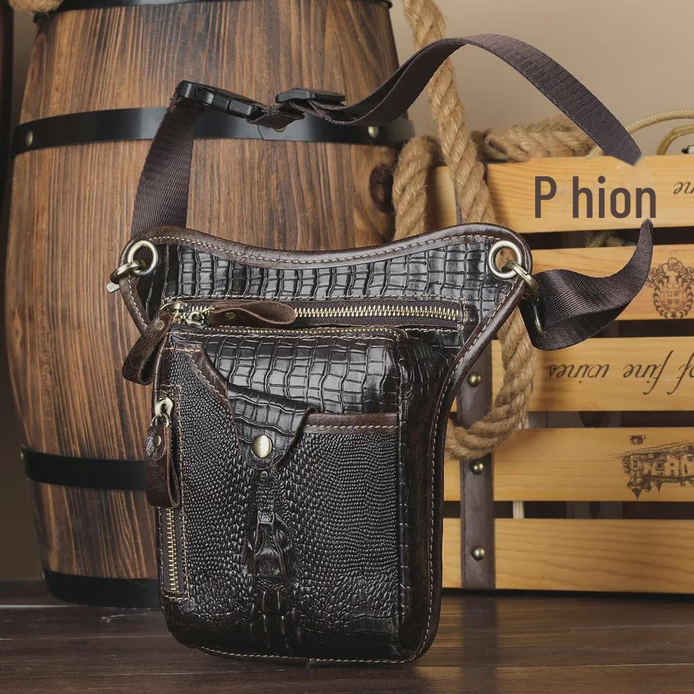 Мужская походная сумка из коровьей кожи для ног и пояса для езды на мотоцикле