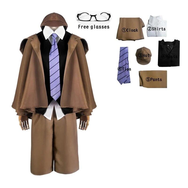 Эдогава Рампо Косплей Бунго Бродячие Собаки Эдогава Рампо Косплей Костюм Детективная Униформа Парик Костюм Хэллоуин Рождество Мужская Одежда