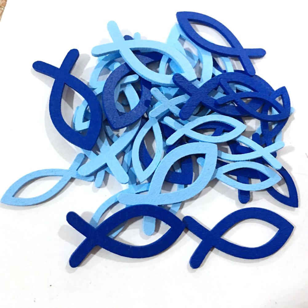 36 Pcs/pack Wooden  Hollow  Fish Unfinished Art Crafts Handmade Diy Wedding Home Decoration Supplies Tool (size Color Mixed)