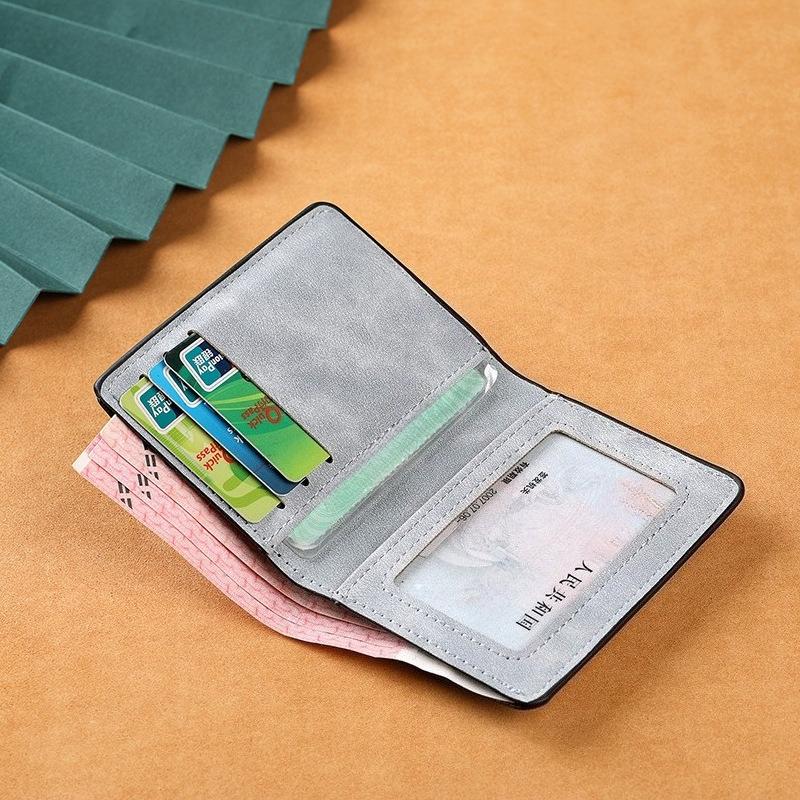Мужской тонкий кошелек-бифолд из ПУ-кожи с держателем для ID-карты, кошелек для водительских прав, тонкий органайзер для визиток, карманный кошелек