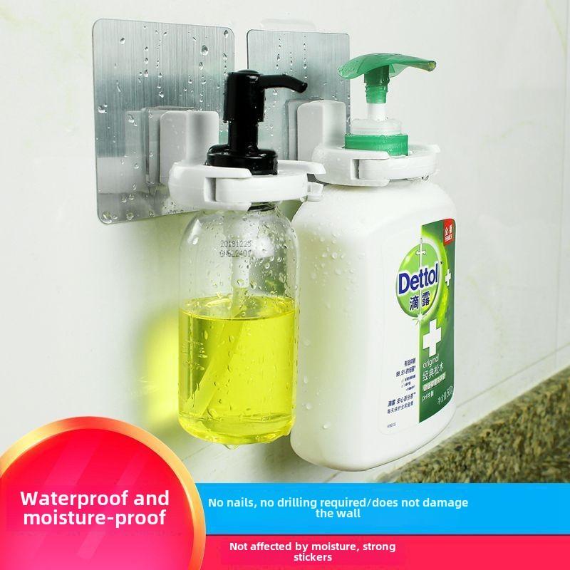 Adhesive Bathroom Shower Caddy, Wall Mounted Shampoo Holder, Soap Dispenser, No Drilling Bathroom Shelf Organizer